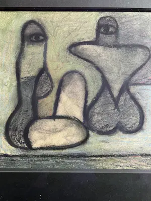 Ed Dukkers - Twee figuren, pastel op papier, 1983 kopen? Bied vanaf 100!