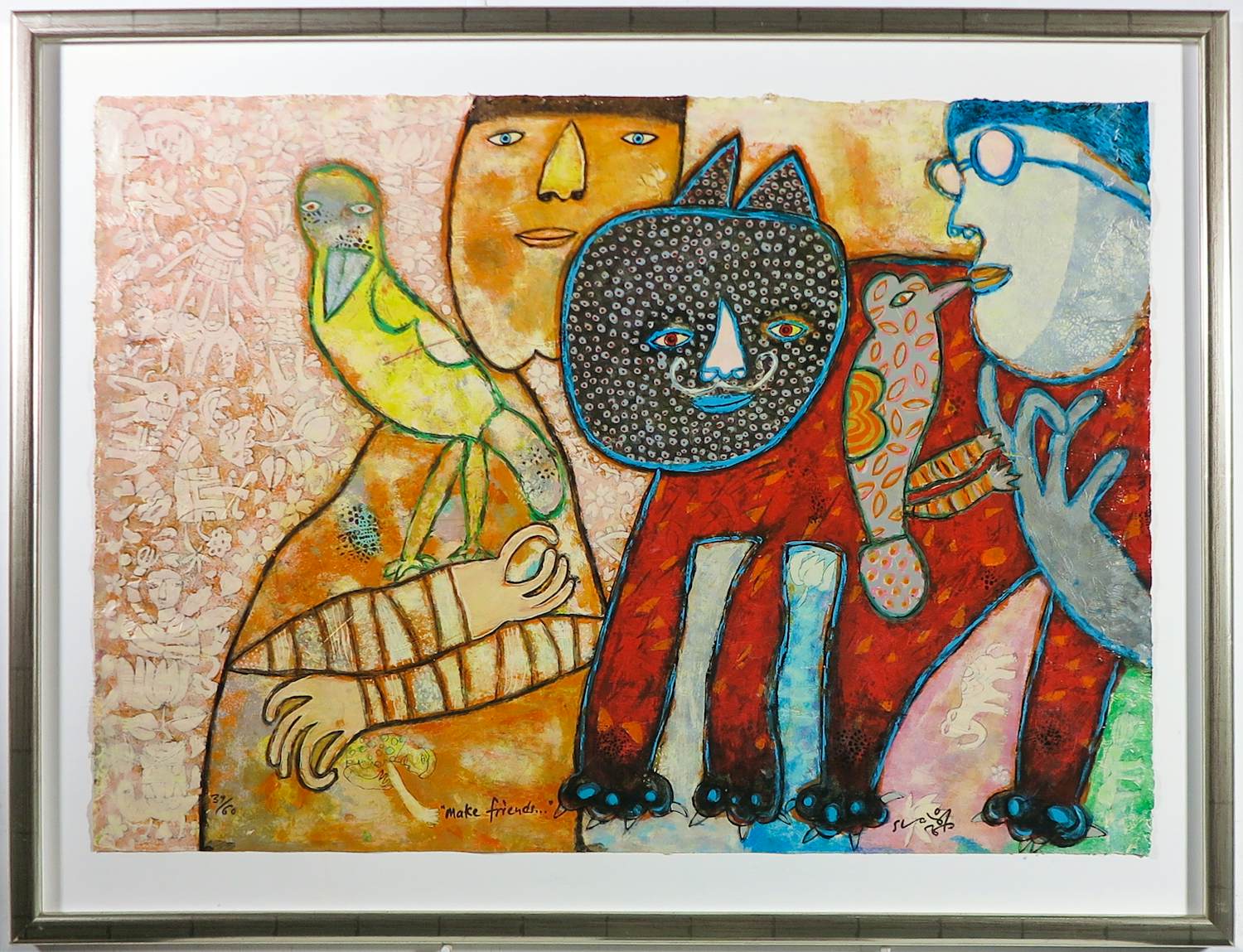 Shahid Parvez - Zeefdruk, Make Friends.. - Ingelijst kopen? Bied vanaf 100!