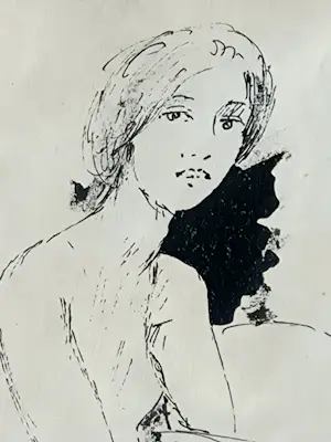 Cornelis Kloos - Dichter en beeldend kunstenaar-Elegante dame - oostind. Inkt- tekening ges. kopen? Bied vanaf 52!