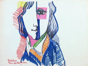 Joe Wols - Lot van drie aquarel- en stifttekeningen, Figuren kopen? Bied vanaf 1!