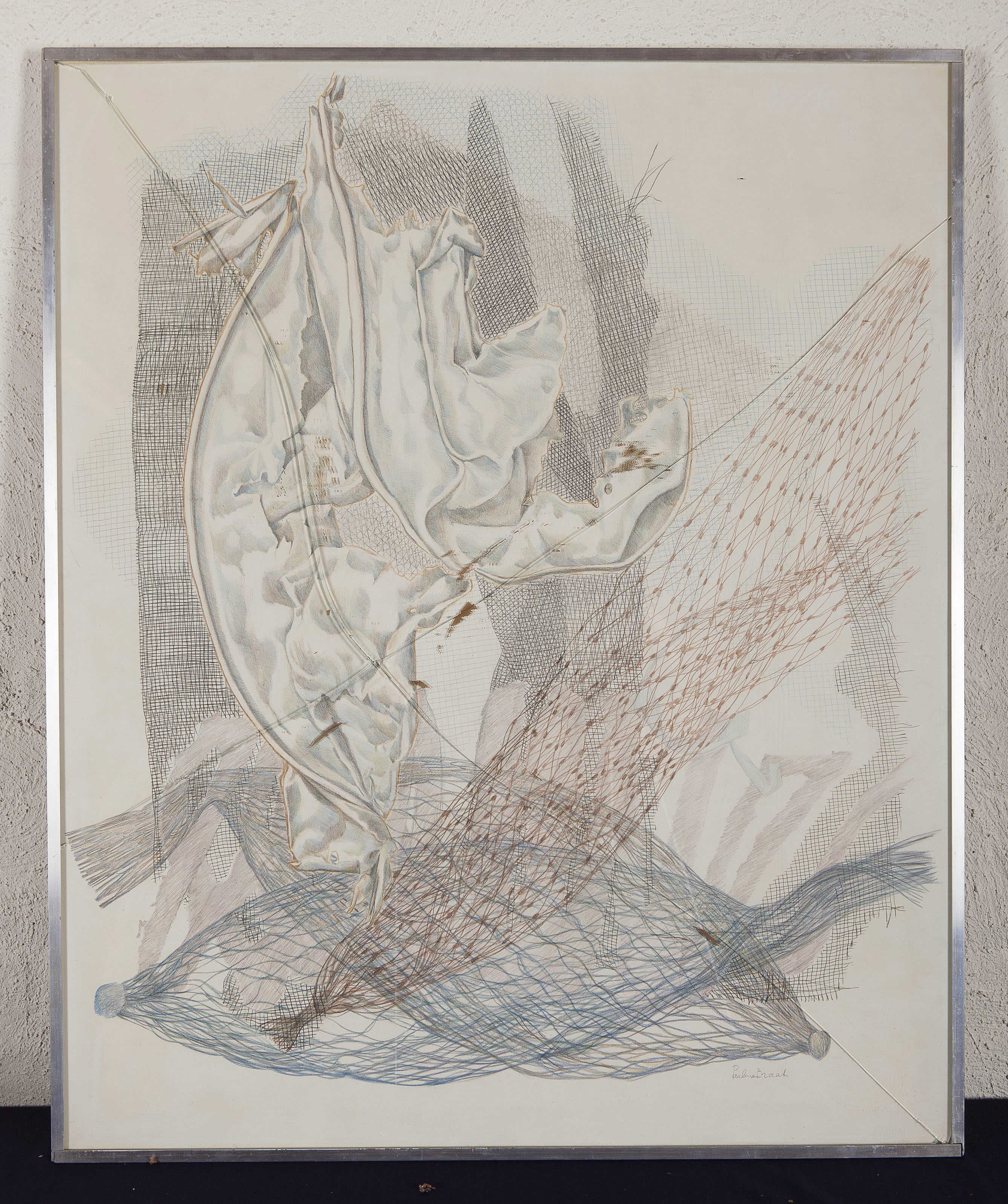 Pauline Braat - Compositie 2 - Kleurpotlood op papier - gesigneerd r.o. - BKR Den Haag - 1977 kopen? Bied vanaf 10!