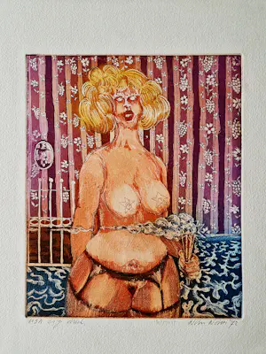 Wim Worm - Karikaturale expressieve kleuren Ets "USA" - eigen druk - 1972 - gesigneerd kaufen? Bieten Sie von 48!