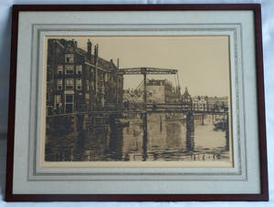 Willem Witsen - Ingelijste ets , Uilenburg I, Amsterdam – 1911 kopen? Bied vanaf 1!