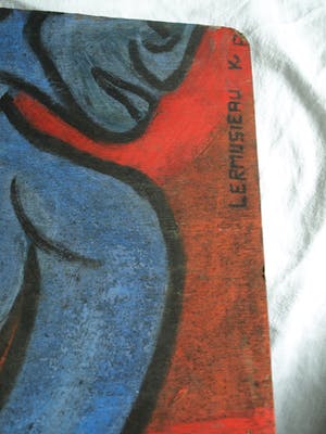 Niet of onleesbaar gesigneerd - Acrylverf op paneel , “Erotische voorstelling” – groot, 100 x 108 cm kopen? Bied vanaf 1!