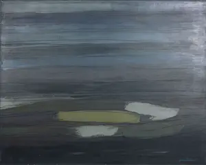 Janus Nuiten - Olieverf op doek, Verlaten strand bij avond - Ingelijst kopen? Bied vanaf 50!