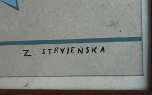 Zofia Stryjeńska - Gemende techniek , "Slask" , Silezië – gesigneerd & ingelijst – 1939 kopen? Bied vanaf 45!