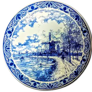 Chemkefa - Wandteller Keramik Delft Blauw Dekor Winterlandschaft nach F.J. du Chattel 70er kopen? Bied vanaf 70!