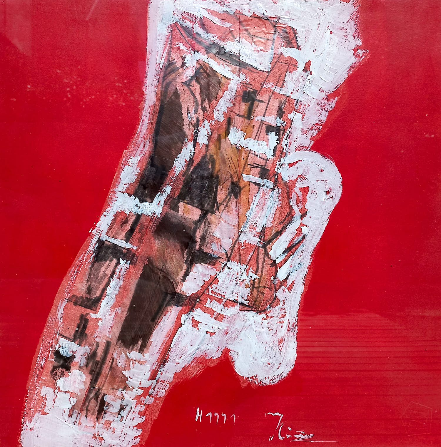 Miguel Ybanez - Abstracte compositie, gemengde techniek (ingelijst) kopen? Bied vanaf 1!