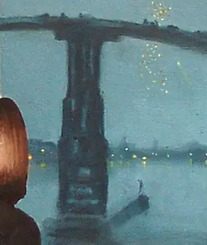 Gerard Boersma - Nocturne: Blue And Gold (Vrouw genietend van schilderij James McNeill Whistler) kopen? Bied vanaf 400!