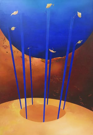 Marijke Nielen - Olieverf op doek, Engelen in blauw (Groot) kopen? Bied vanaf 1!