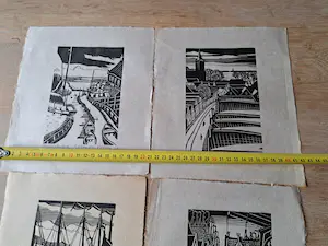 Andre van der Vossen - 4 houtsnede grafiek kopen? Bied vanaf 125!