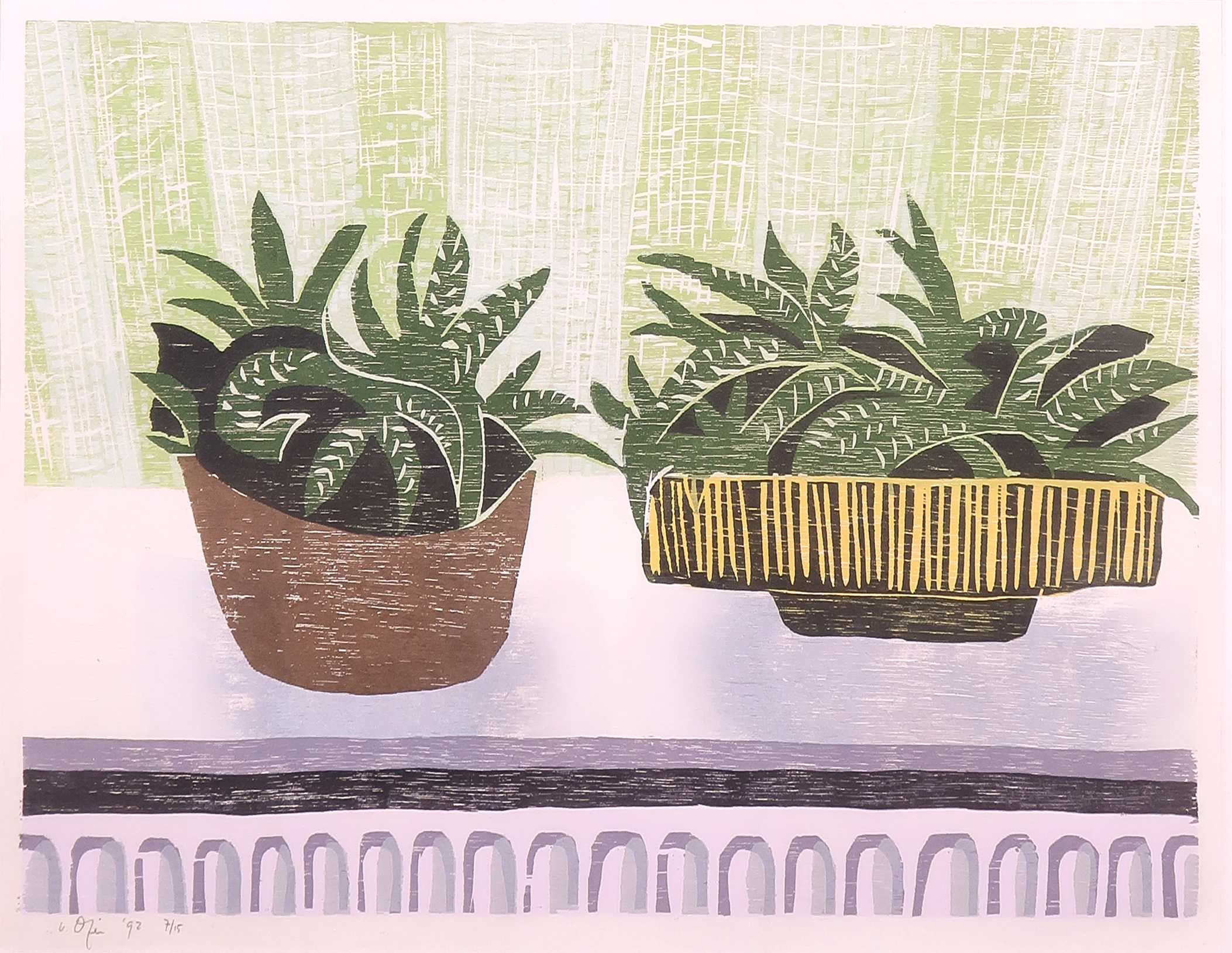 Vincent van Ojen - Houtsnede, Z.T. Vensterbank - Ingelijst kopen? Bied vanaf 20!