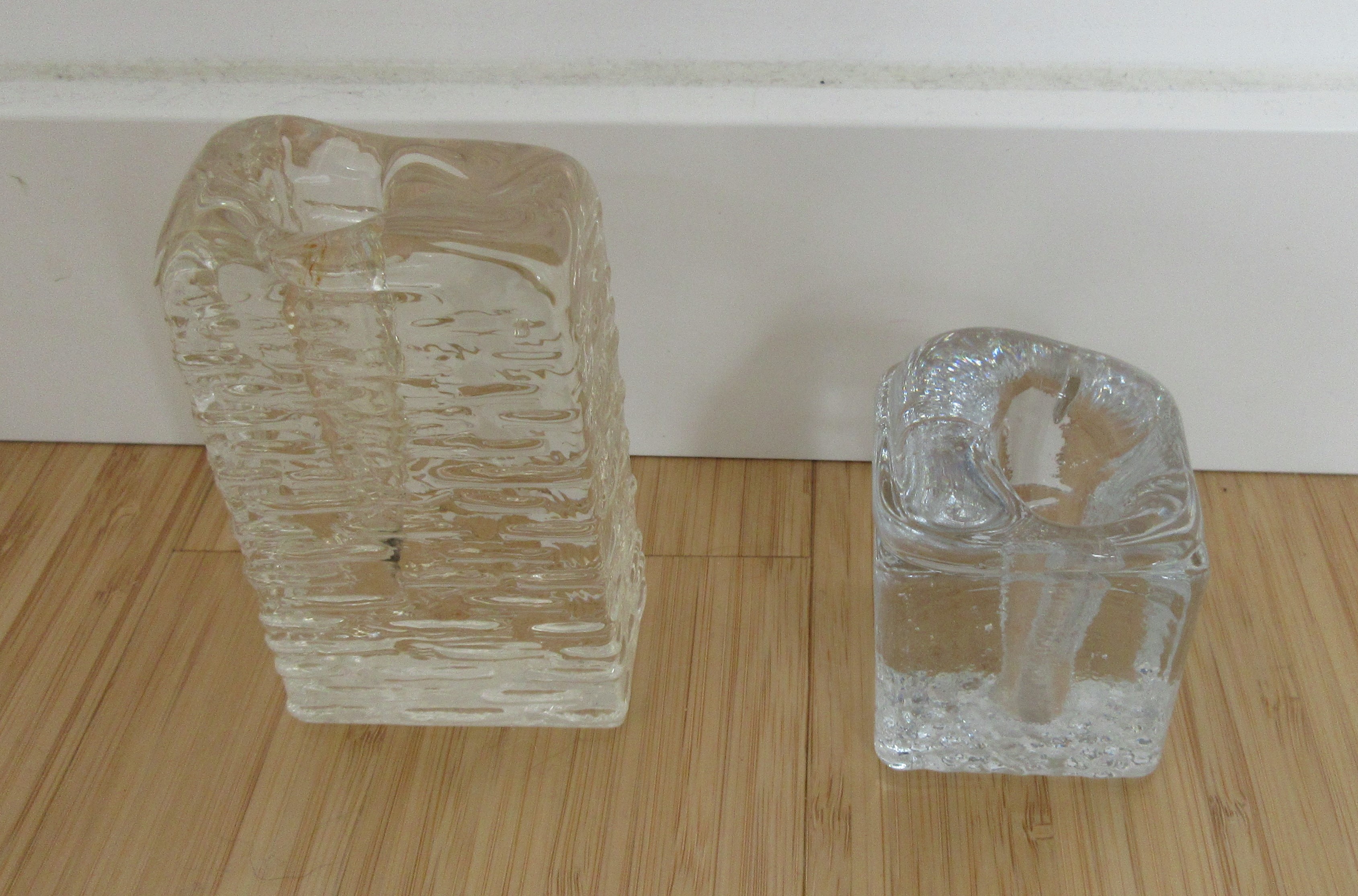 Ritzenhoff AG - Twee vintage blokglazen kandelaren kopen? Bied vanaf 10!