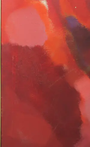 Niet of onleesbaar gesigneerd - Olieverf op doek, Compositie in rood - Ingelijst (Zeer groot) kopen? Bied vanaf 1!