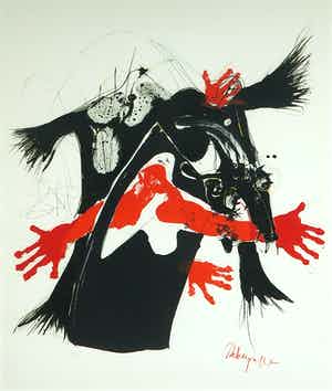 Paul Rebeyrolle - Litho, Zonder titel - Ingelijst (groot) verkocht voor € 50!