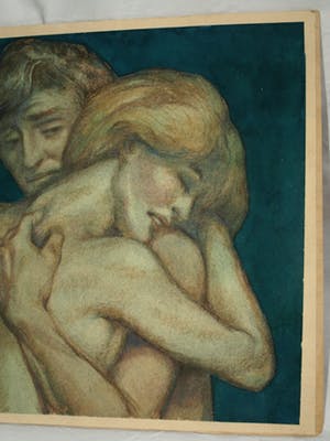 Klaas Pijlman - Gouache , “Liefdespaar” – 1988 kopen? Bied vanaf 1!