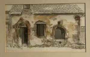 Ger Sluijter - aquarel op papier - deel landhuis - 1966 - gesigneerd kopen? Bied vanaf 35!