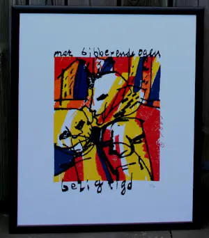 Herman Brood - Ingelijste zeefdruk: ‘Met bibberende ogen bezigtigd’ kopen? Bied vanaf 299!