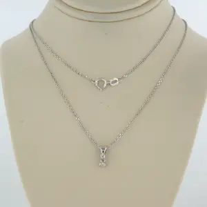 14k wit gouden collier met solitair hanger met briljant geslepen diamant 0.09ct kopen? Bied vanaf 185!