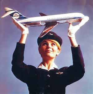 Paul Huf - Foto op dibond, KLM Stewardess 1949 verkocht voor € 1!