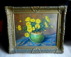 Hendrikus van Langen - Bloemen - Chrysanthemum stilleven in een gemberpotje kopen? Bied vanaf 100!