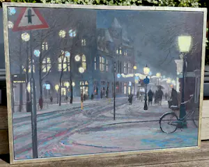 Nico Heijligers - Janskerkhof, sneeuw, olieverf op paneel kopen? Bied vanaf 1100!