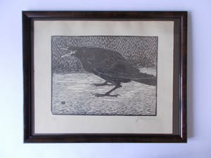 Jan Mankes - JAN MANKES, Schreeuwende Kraai, gesigneerd en gemonogrammeerd, houtsnede kopen? Bied vanaf 550!
