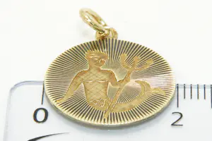 48 - 14 karaats geelgouden Vintage zodiac hanger met afbeelding van een waterman kopen? Bied vanaf 180!