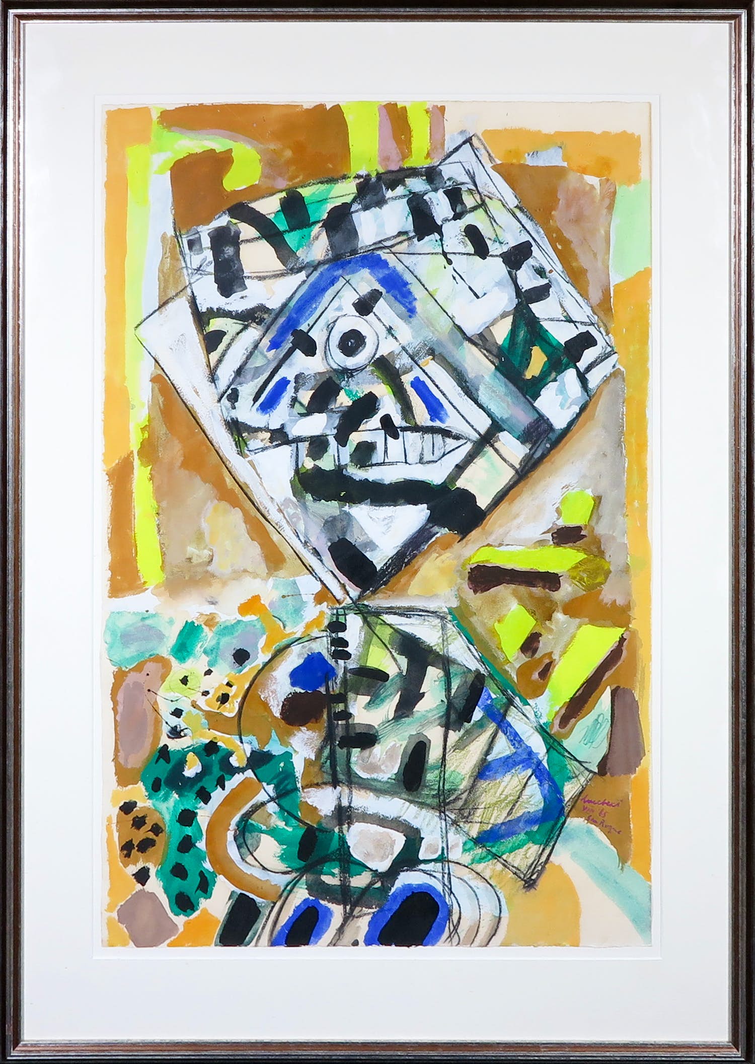 Lucebert - Gemengde techniek op papier, San Roque - Ingelijst verkocht voor € 1750!