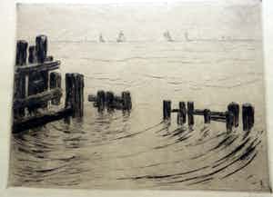 Carel Nicolaas Storm van 's-Gravesande - Gezicht op de Zuiderzee. verkocht voor € 25!