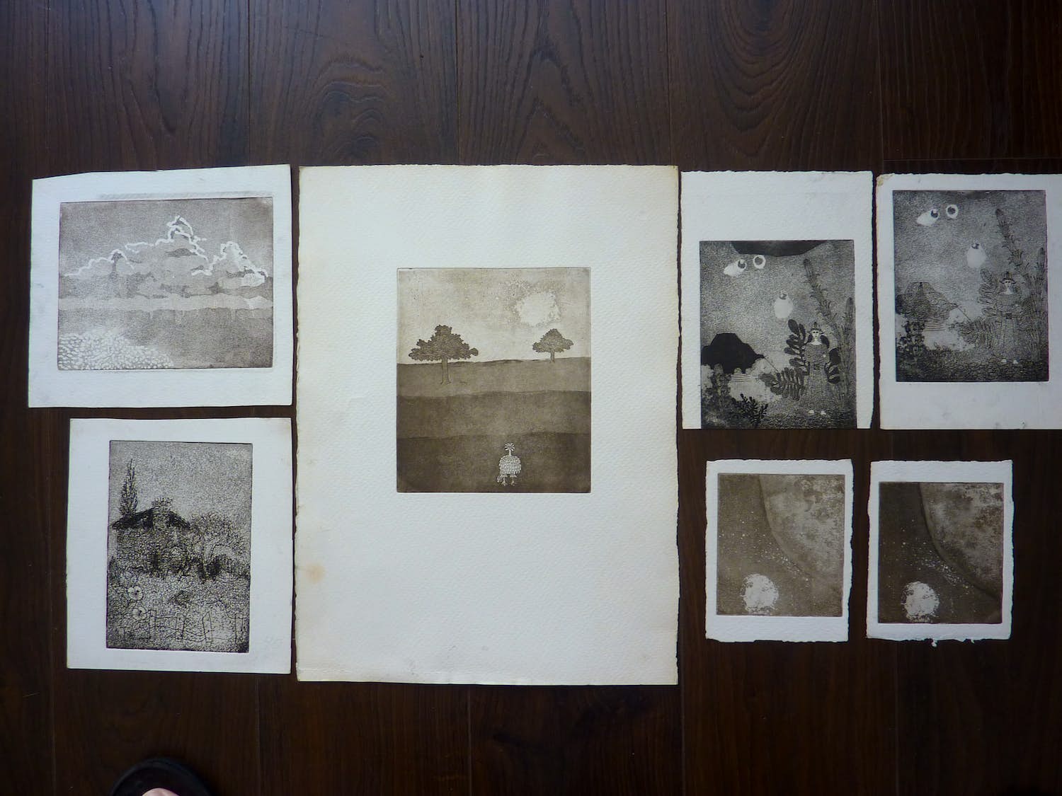 Margriet Snel - 7 etsen met figuren in landschappen kopen? Bied vanaf 50!