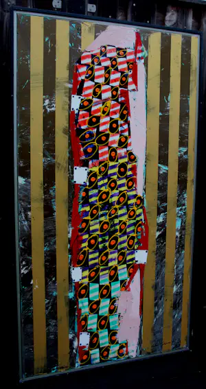 Willem van Scheijndel - Ingelijste acrylverf op doek: Knipoog naar klimt 2 -1993(groot werk!) kopen? Bied vanaf 995!