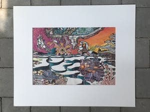Niet of onleesbaar gesigneerd - Surrealistisch landschap in gemengde techniek kopen? Bied vanaf 1!