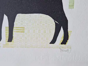 Buy Frans de Jong - Grote kleuren Sjabloondruk "koeien in de wei" - potlood gesigneerd? Bid from 39!