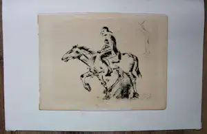 Piet van Stuivenberg - Inkttekening man op paard kopen? Bied vanaf 45!