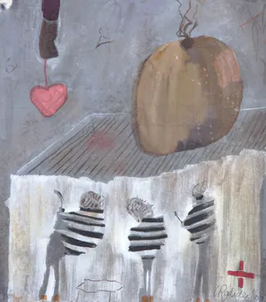 Liesbeth Rahder - Zeefdruk op geschept papier, Zonder titel kopen? Bied vanaf 1!