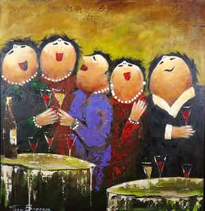 Theo Broeren - Acryl op doek, Business Meeting verkocht voor € 1!