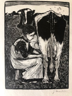 Jan Mankes - Houtsnede Koemelkster kopen? Bied vanaf 295!