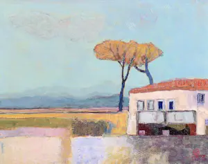 Rob Jacobs - Landschap met huis in de Provence, Frankrijk - olie op doek kopen? Bied vanaf 90!
