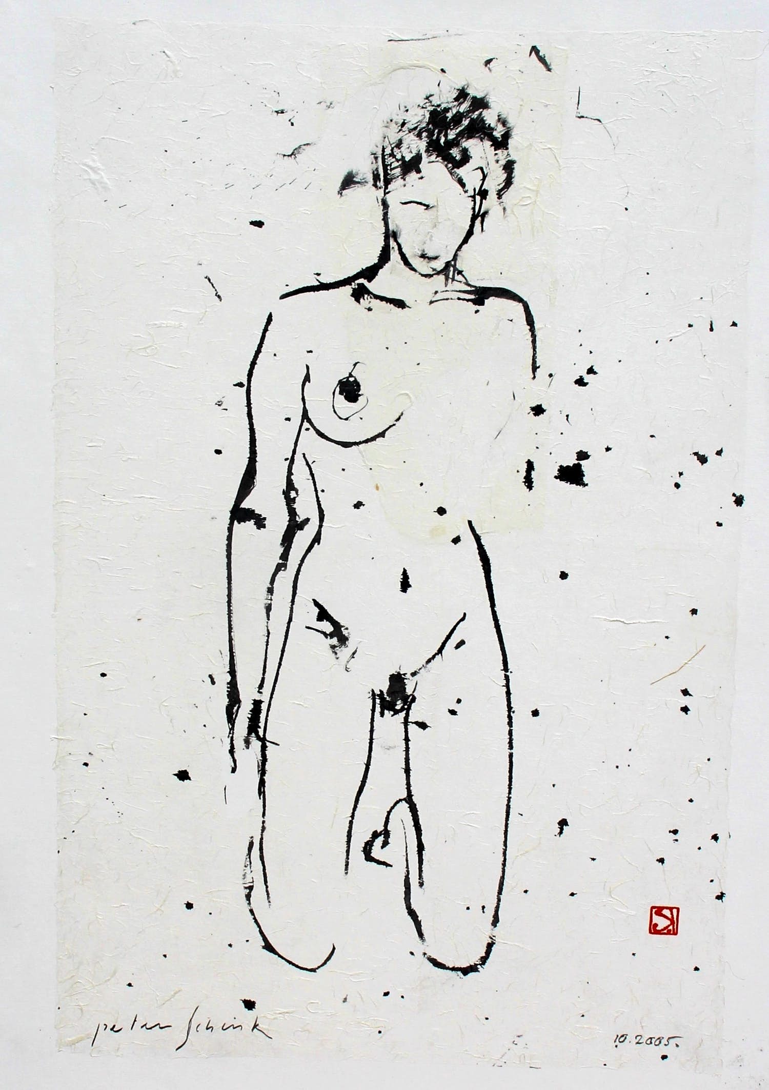 Peter Schenk - Naakt op papier op doek - 2005 (Nette lijst!) kopen? Bied vanaf 399!