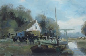 Adriaan Terhell - onder pseudoniem A. Nieuwenhuis - Landschap met boerderij en koeien kopen? Bied vanaf 100!