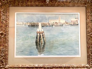Geo Henrotte - Mediterraans Haven Gezicht - Aquarel, Prachtig Ingelijst kopen? Bied vanaf 99!