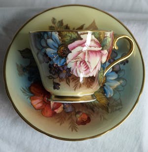 Curiosa - Bloementheekopje + schoteltje - Aynsley China Ltd. , ontwerp J.A. Bailey kopen? Bied vanaf 1!