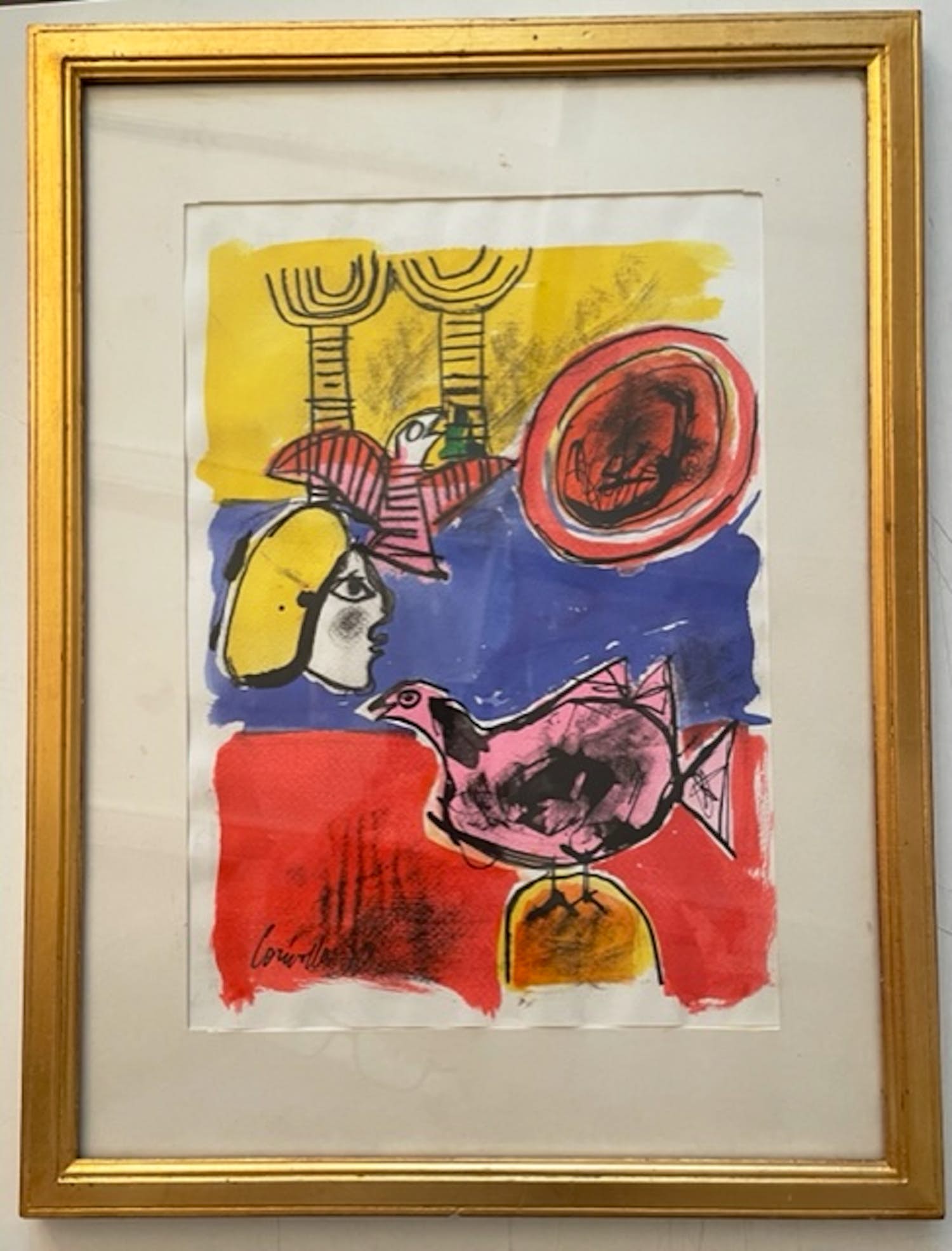 Corneille - 'tête de femme et l'oiseaux' verkocht voor € 750!