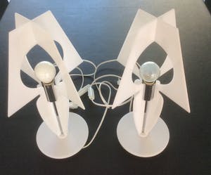 Niet of onleesbaar gesigneerd - TWEE IDENTIEKE DESIGN TAFELLAMPEN kopen? Bied vanaf 1!