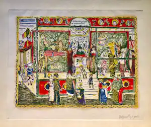 Edgard Tytgat - gekleurde houtsnede "La baraque" - gesigneerd verkauft für € 431!