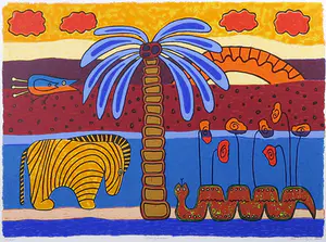 Ans van Dijk - Zeefdruk, Bangassou - Ingelijst kopen? Bied vanaf 30!