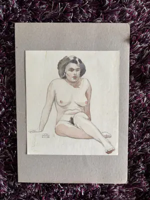 Pieter Pouwels - zittende naakte vrouw kopen? Bied vanaf 45!