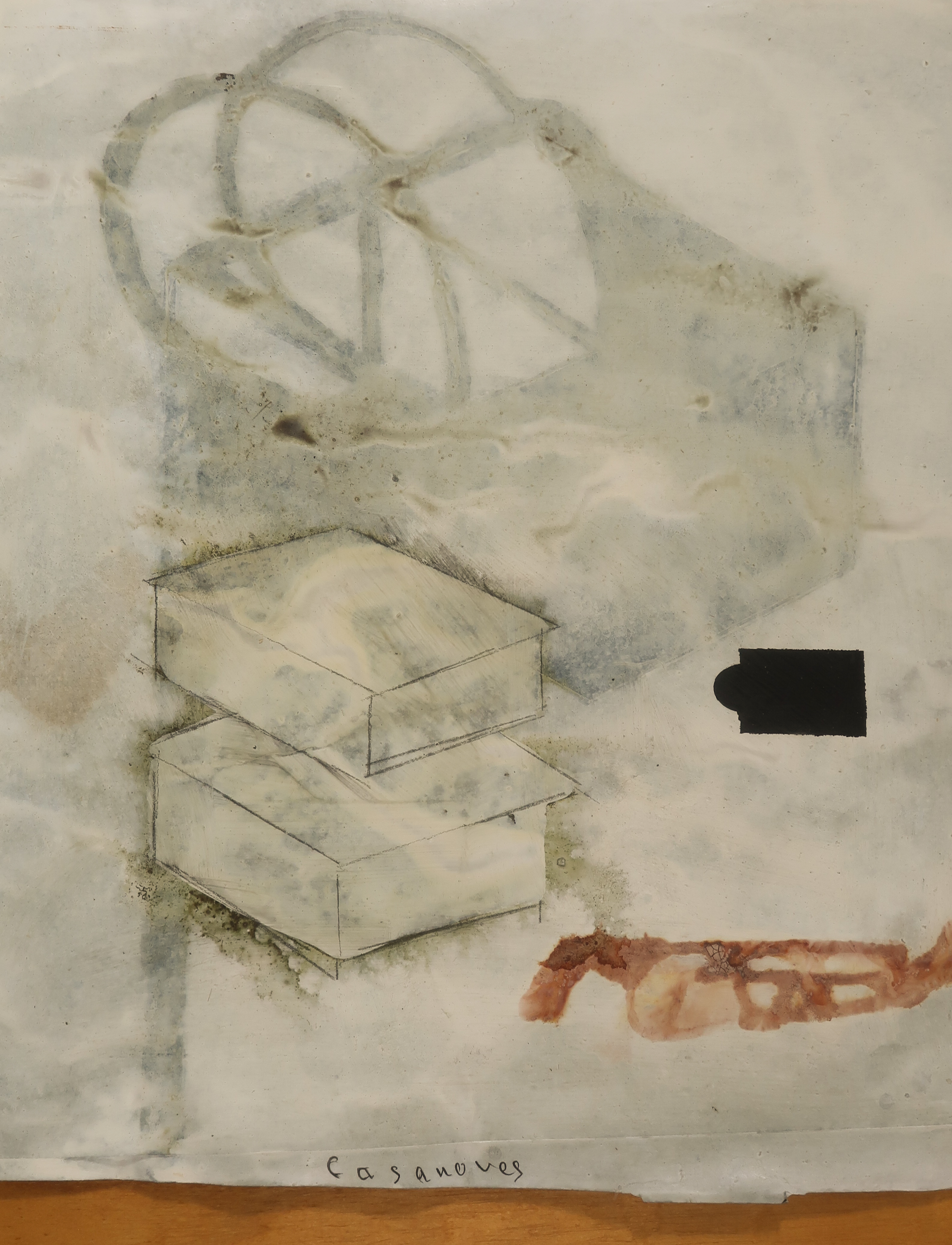 Esteve Casanoves - Gouache en potlood, Abstracte voorstelling - Ingelijst (Groot) kopen? Bied vanaf 50!