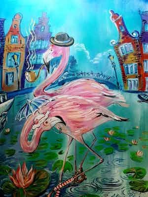 Elena Polyakova - Flamingo's in Amsterdam verkocht voor € 145!